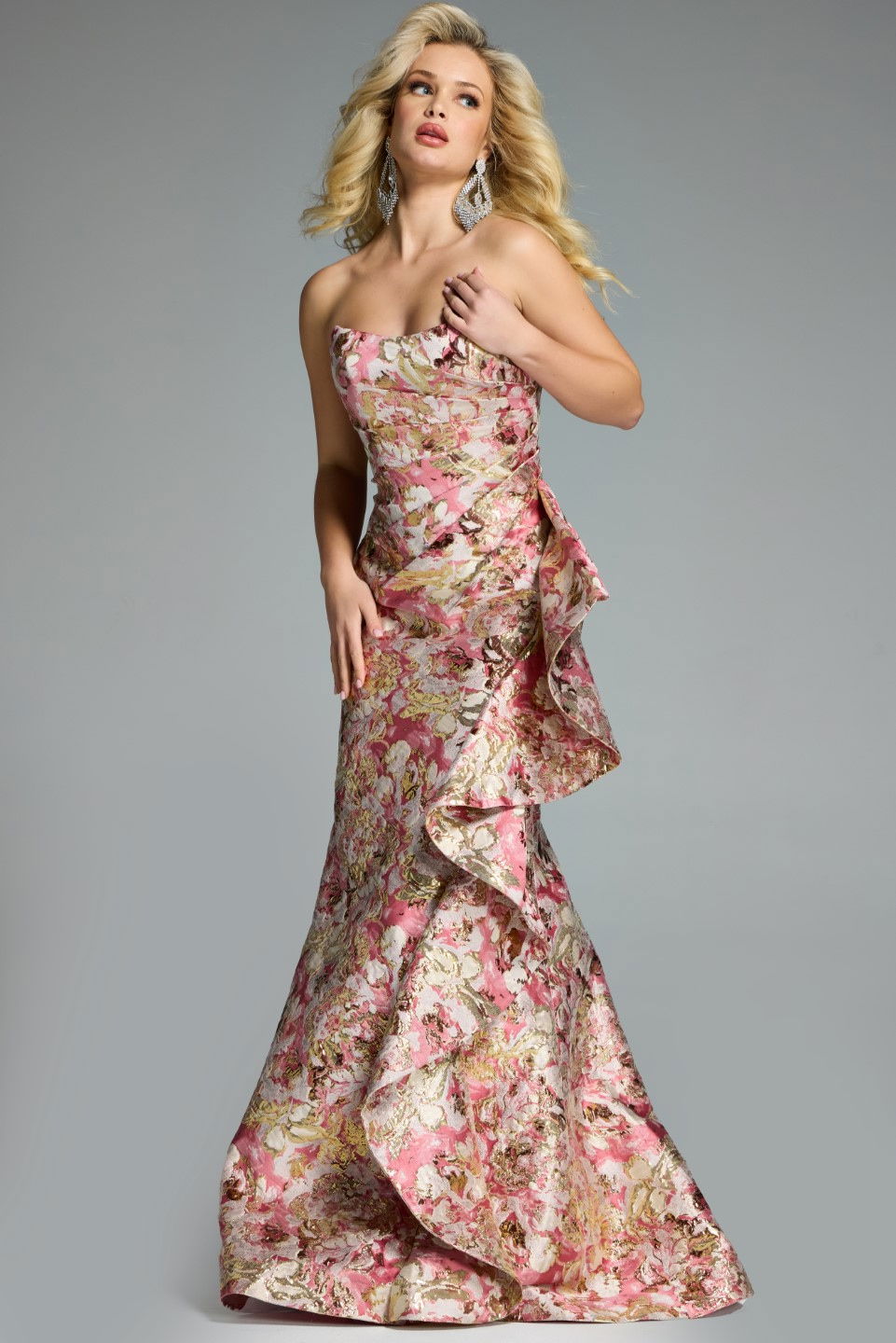 Prom Dresses Ruffle Long Formal Mermaid Prom Dress Jovani 42927 Coral