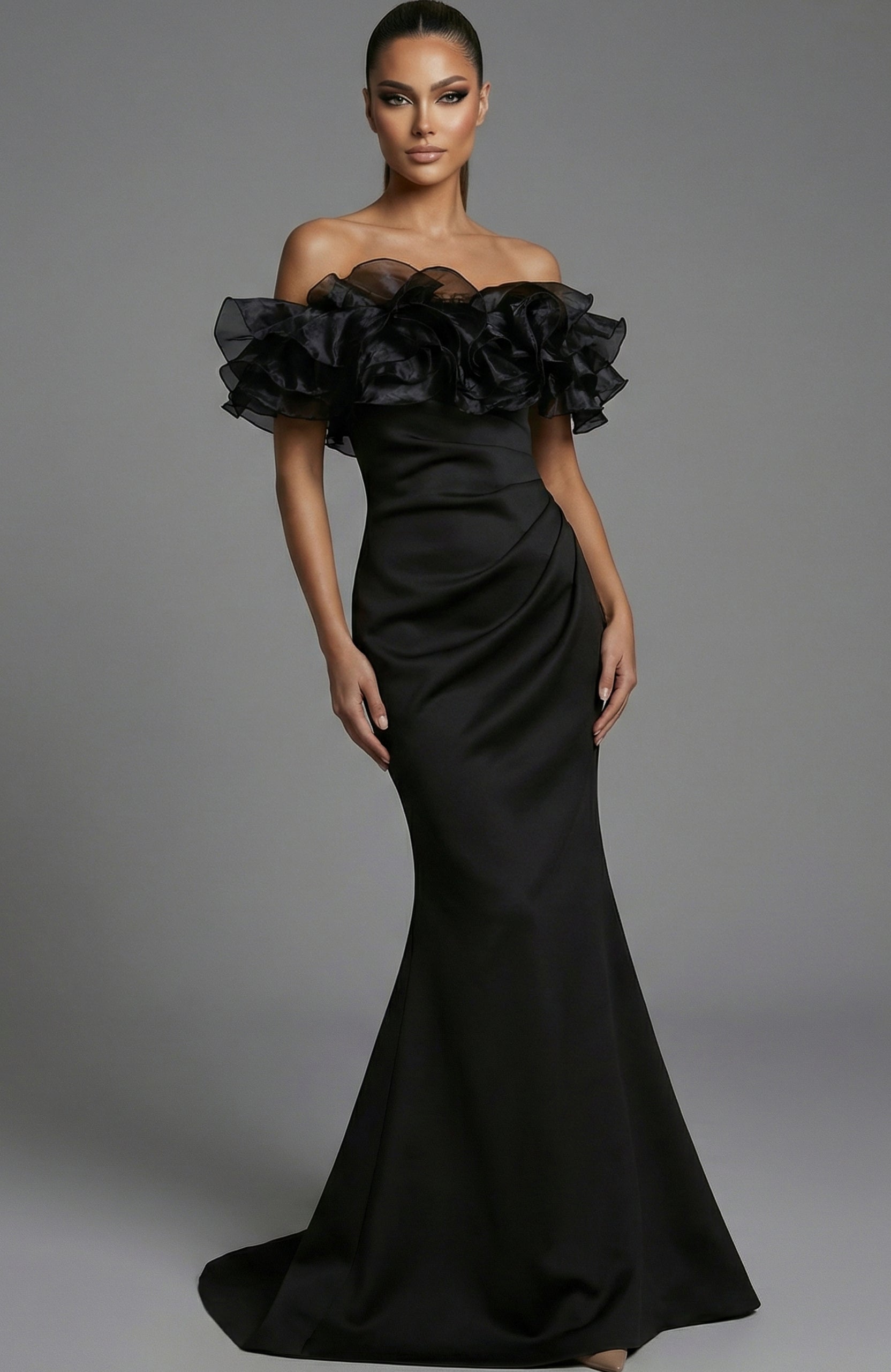 Prom Dresses Mermaid Long Formal Ruffle Prom Dress Jovani 43001 Black