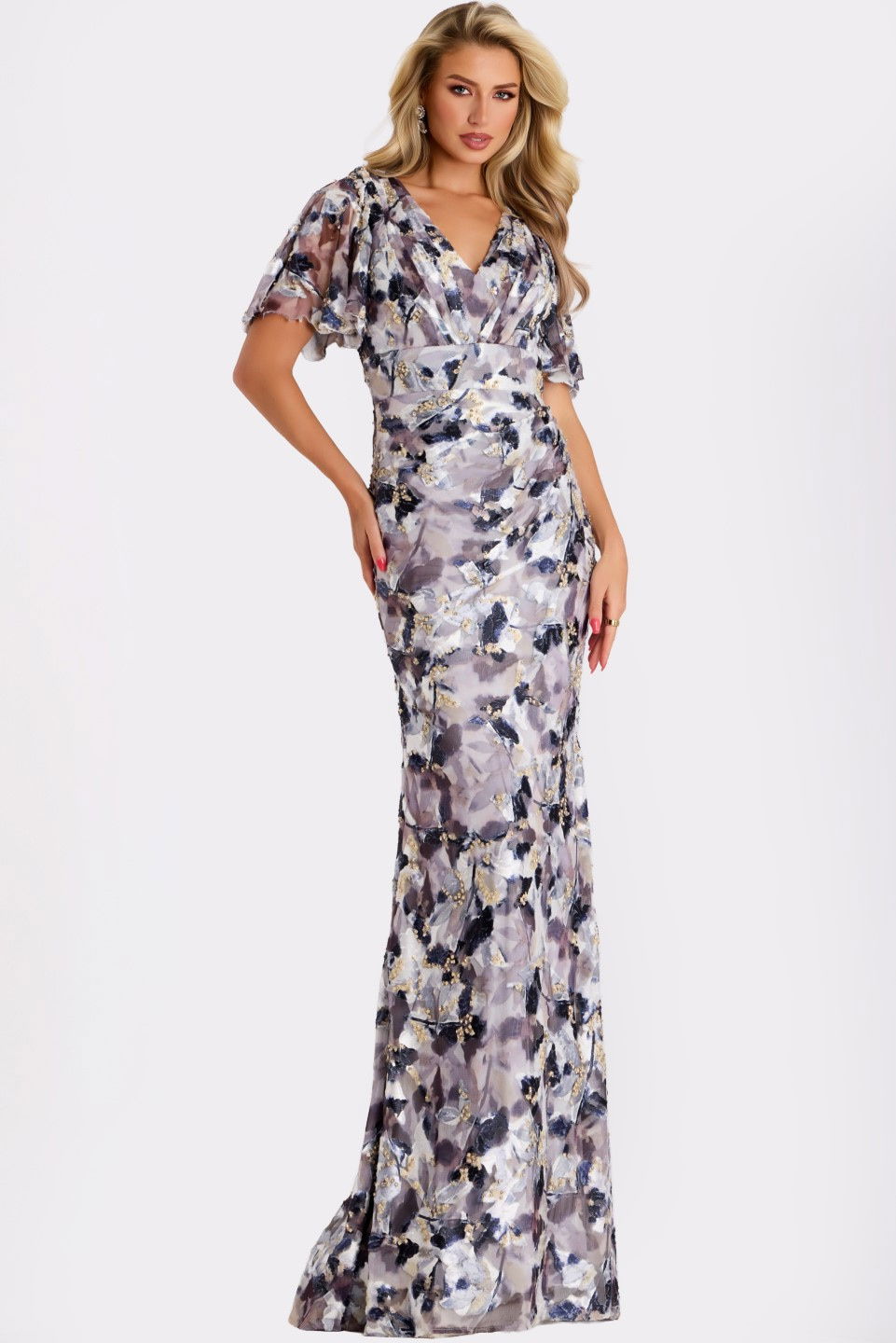 Formal Dresses Long A Line Formal Prom Evening Dress Jovani 43046 Grey/Multi