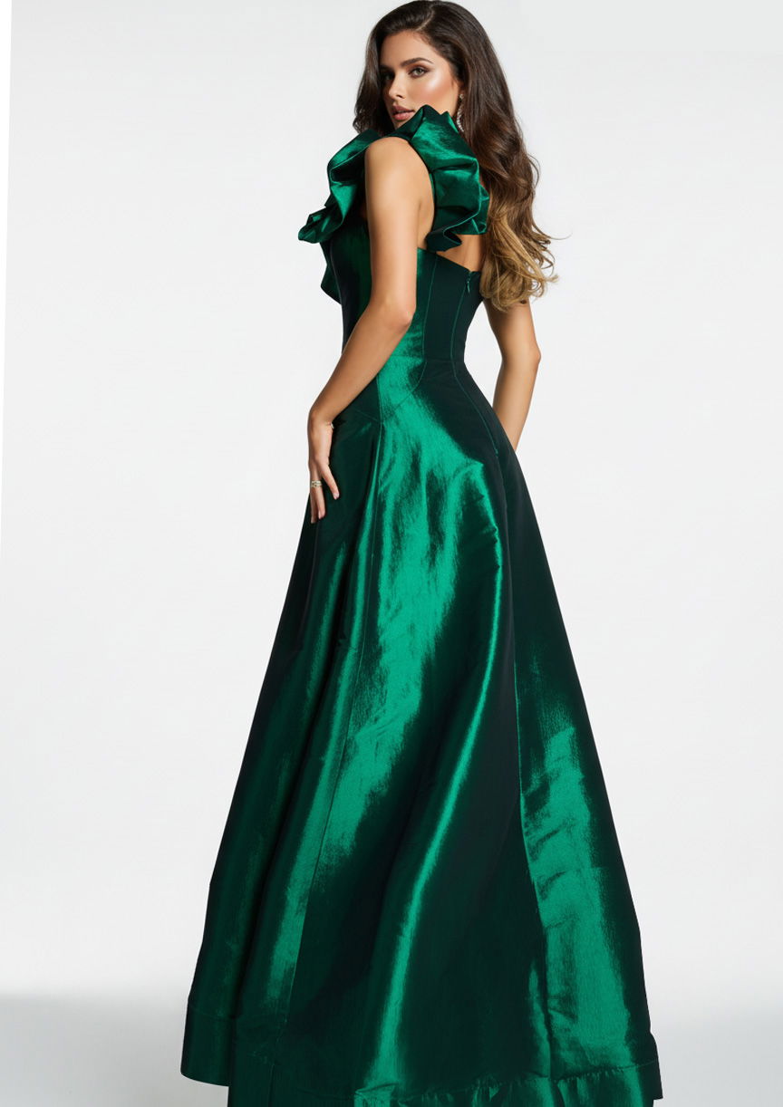 Formal Dresses A Line Long Ruffle Formal Dress Jovani 43048 Green