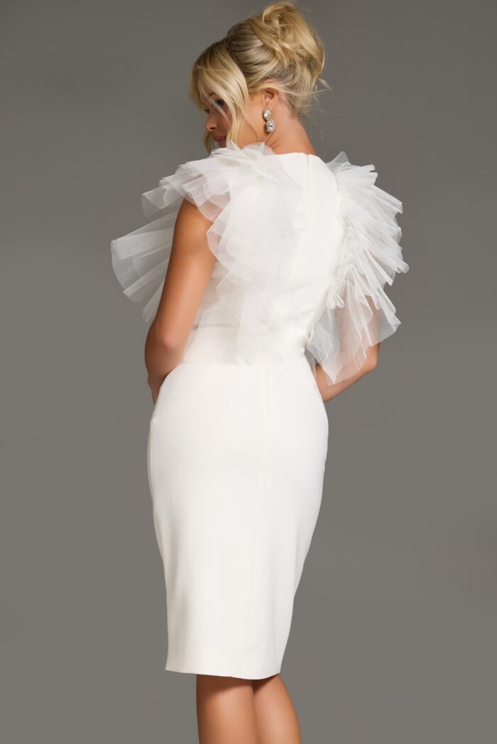 Cocktail Dresses Short Fitted Cocktail Dress Off White