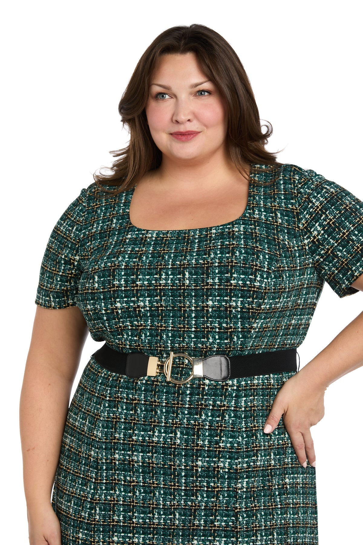 Plus Size Dresses Short A Line Mini Plus Size Dress R&M Richards 4320W Green