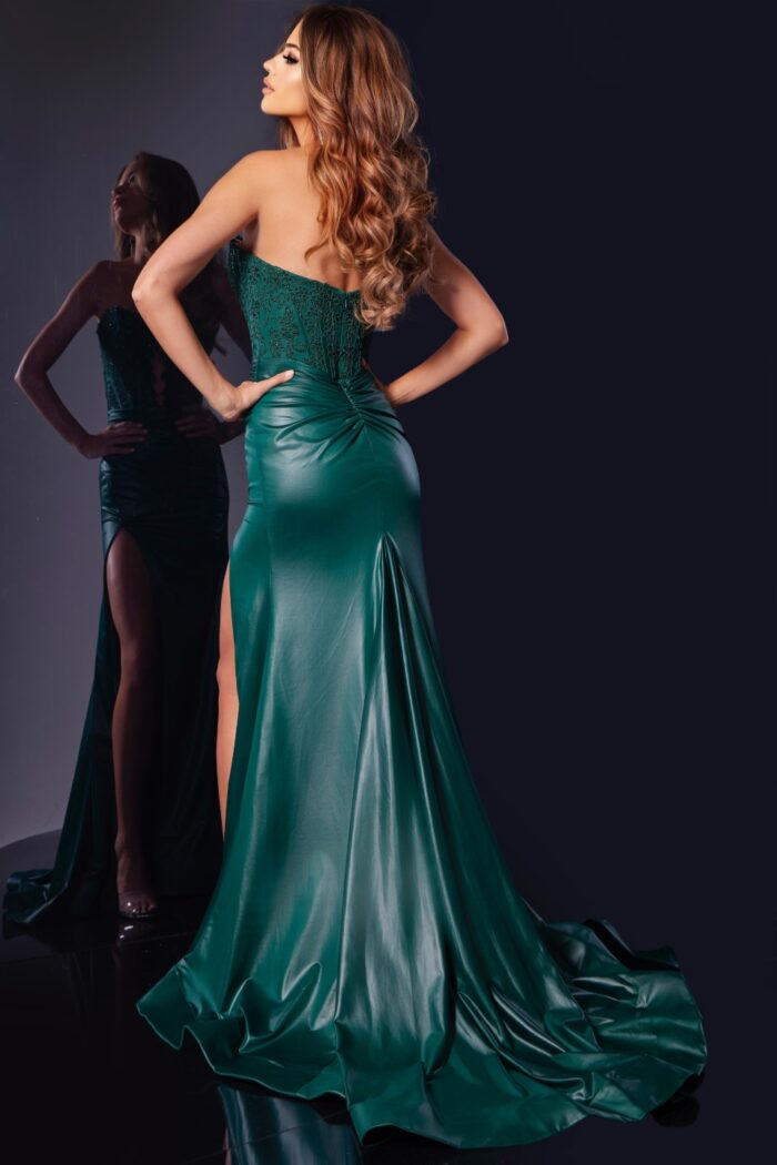 Prom Dresses Long Lace Beaded Bodice Gown Formal Prom Dress Emerald
