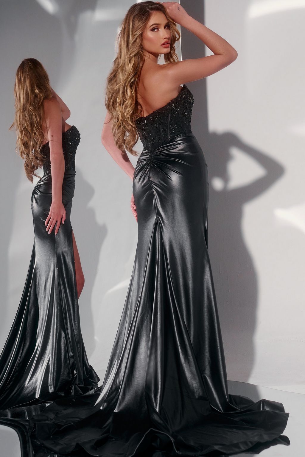 Prom Dresses Long Lace Beaded Bodice Gown Formal Prom Dress Black