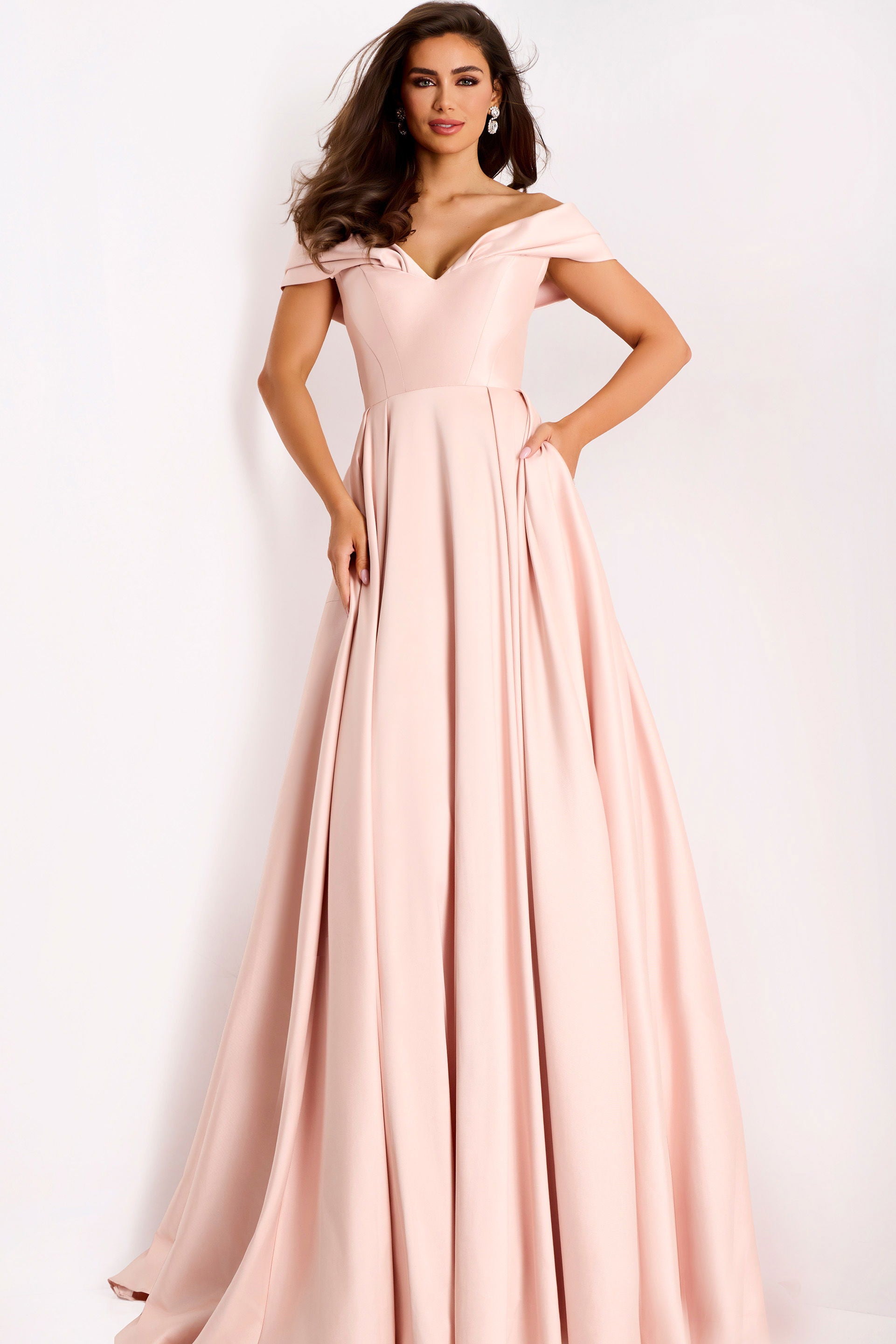 Formal Dresses A Line Long Prom Formal Dress Jovani 43279 Blush