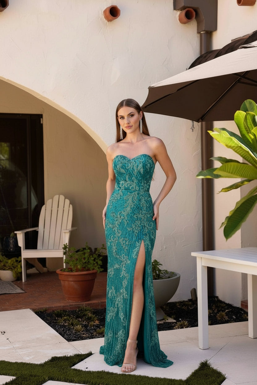 Prom Dresses Formal Long Sequin Evening Prom Dress Teal