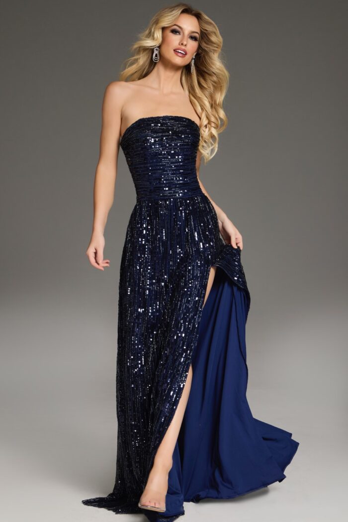 Prom Dresses Long Sequin Formal Evening Prom Dress Navy