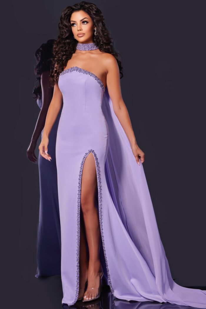Prom Dresses Fitted Long High Slit Evening Gown Prom Dress Lilac