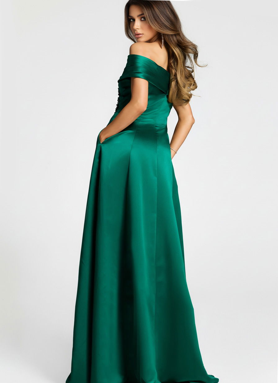 Formal Dresses Long A Line Formal Dress Jovani 43808 Dark Green