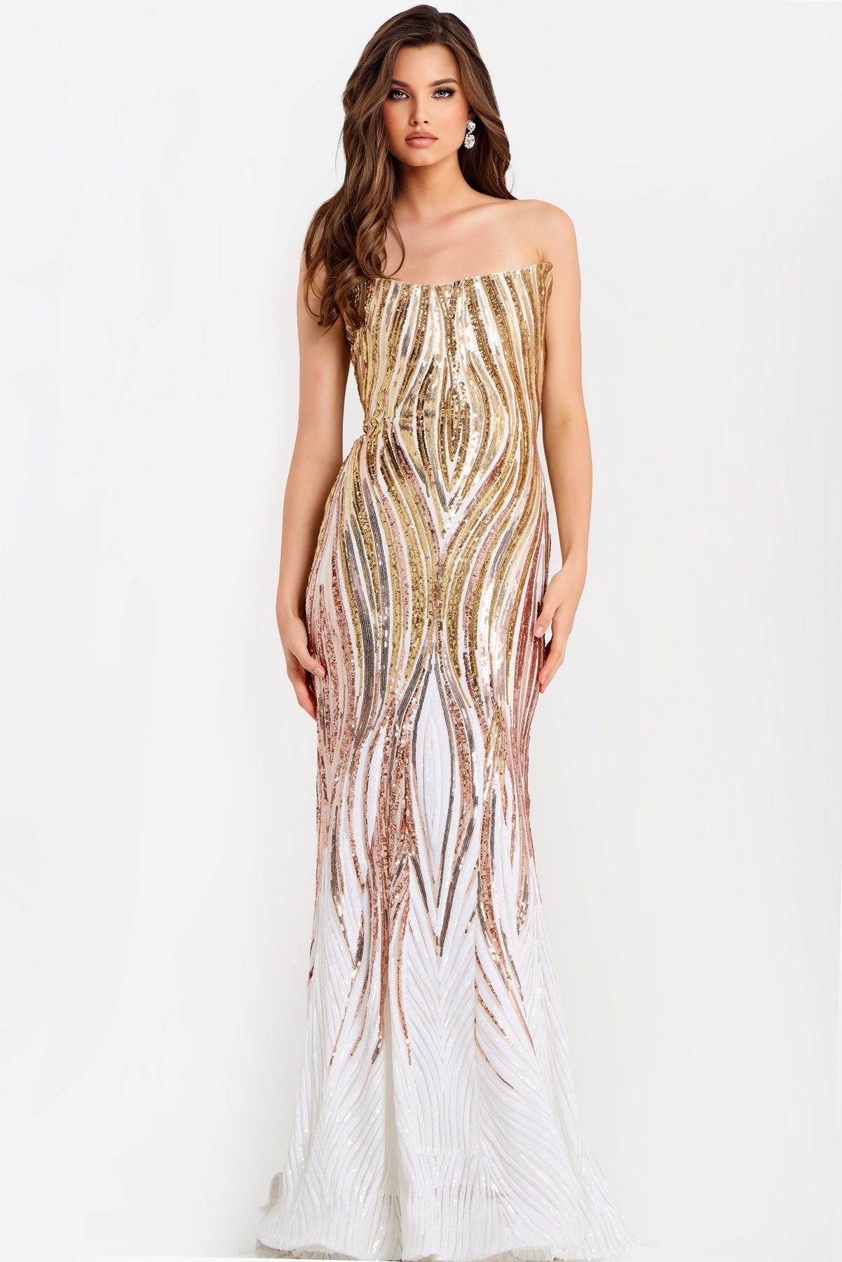 Prom Dresses Long Formal Beaded Corset A Line Evening Prom Dress Rose/Champagne