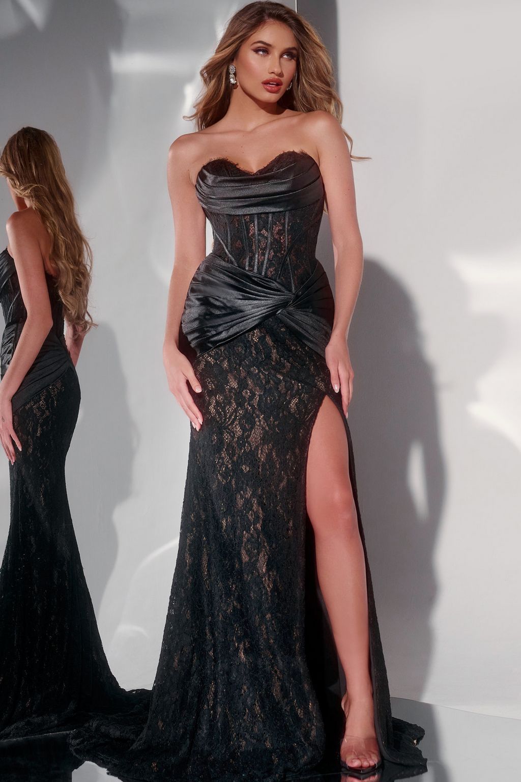 Prom Dresses Long Ruched Evening Gown Formal Prom Dress Black