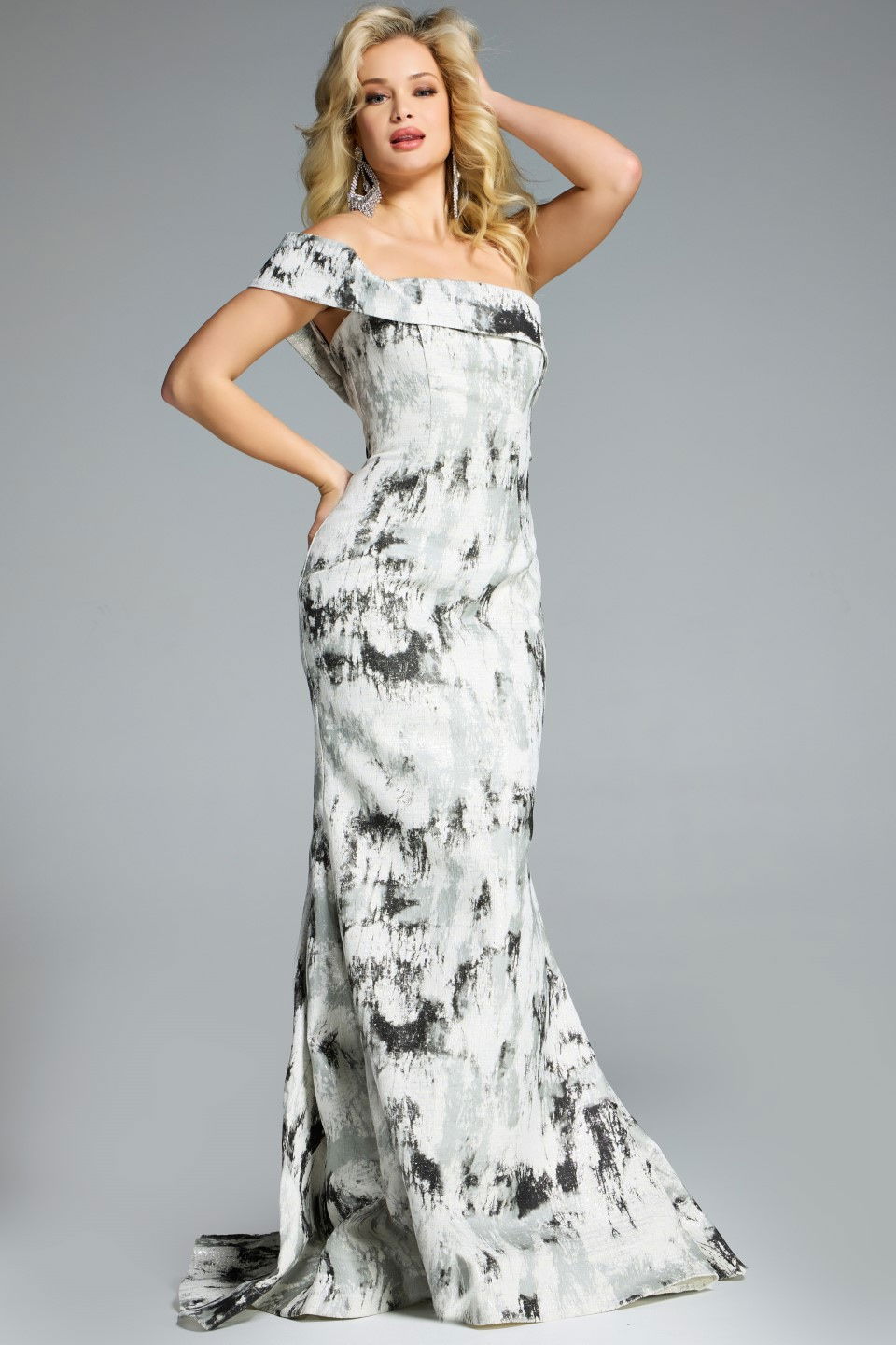 Prom Dresses Evening Long Formal Mermaid Ruffle Prom Dress Jovani 43977 Grey