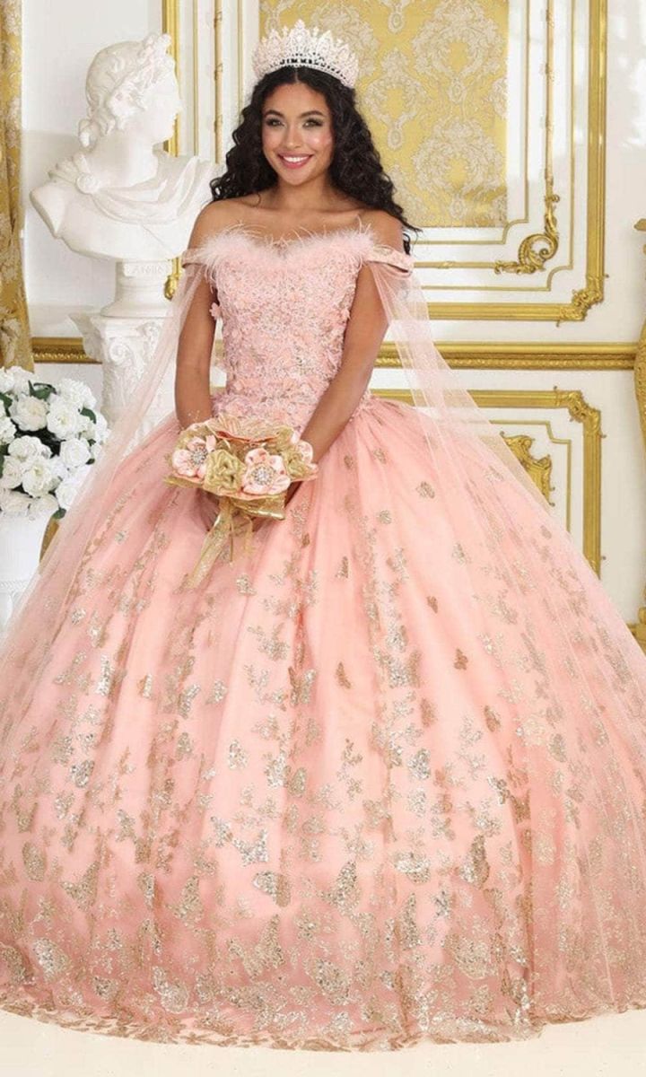 Off-the-Shoulder Floor-Length Tulle Quinceañera Ball Gown May Queen LK197