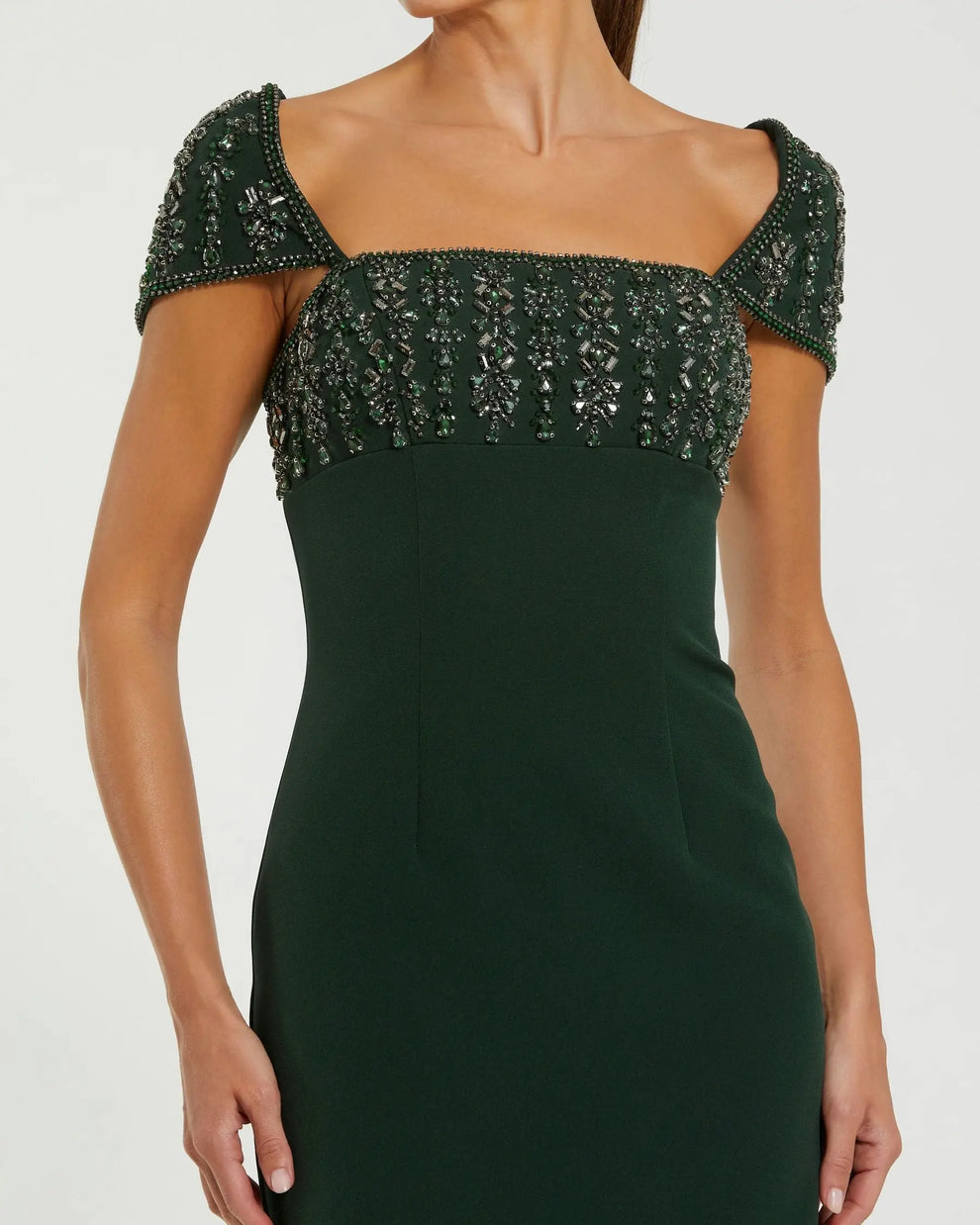 Cocktail Dresses Sequin Midi Beaded Cocktail Dress Dark Emerald