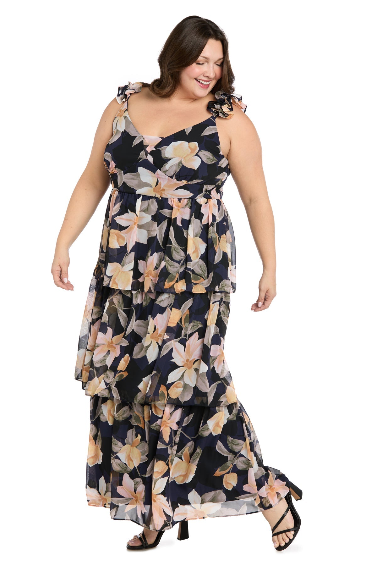 V-Neck Floor-Length Chiffon Formal A-Line R&M Richards 4409W