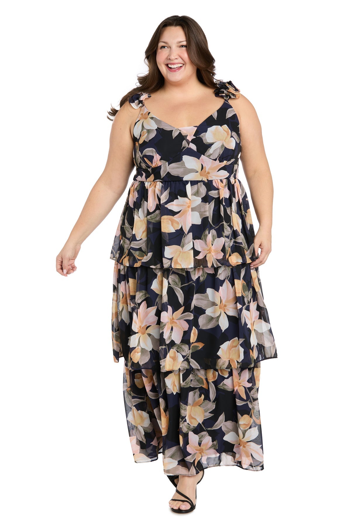 V-Neck Floor-Length Chiffon Formal A-Line R&M Richards 4409W