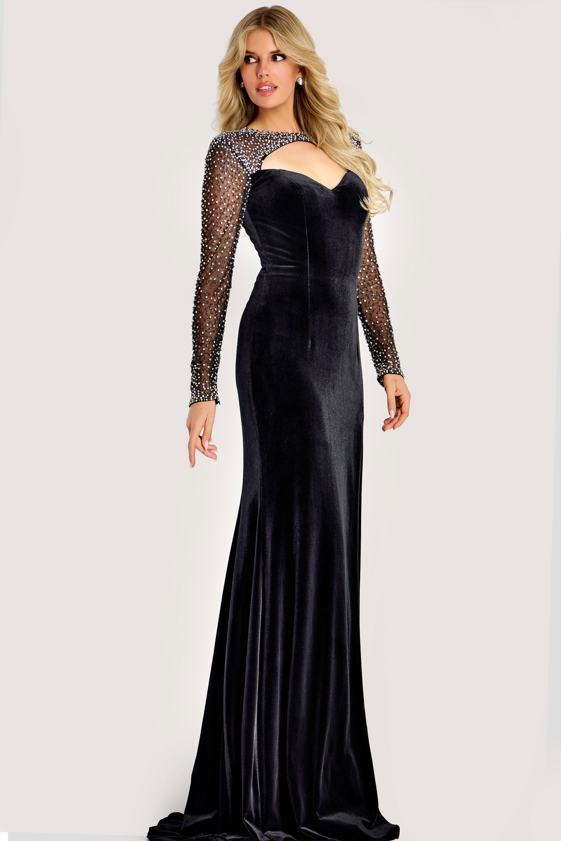 Formal Dresses Long Sleeve Beaded Prom Formal Dress Jovani 44291 Black