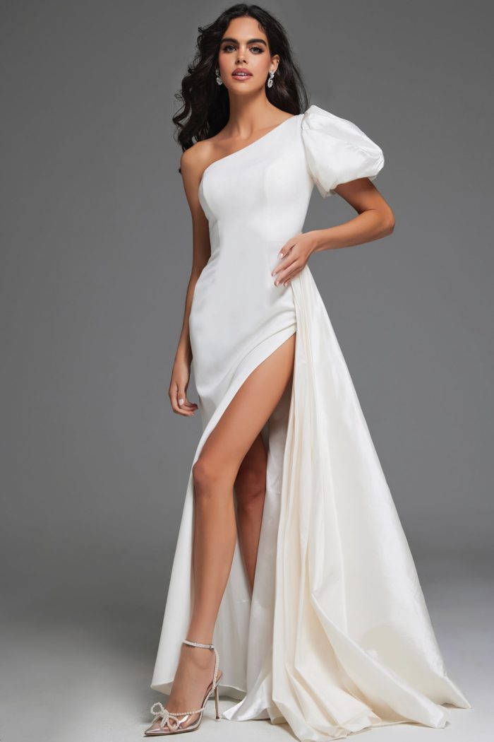 Wedding Dresses Long High Slit Wedding Dress Off-White