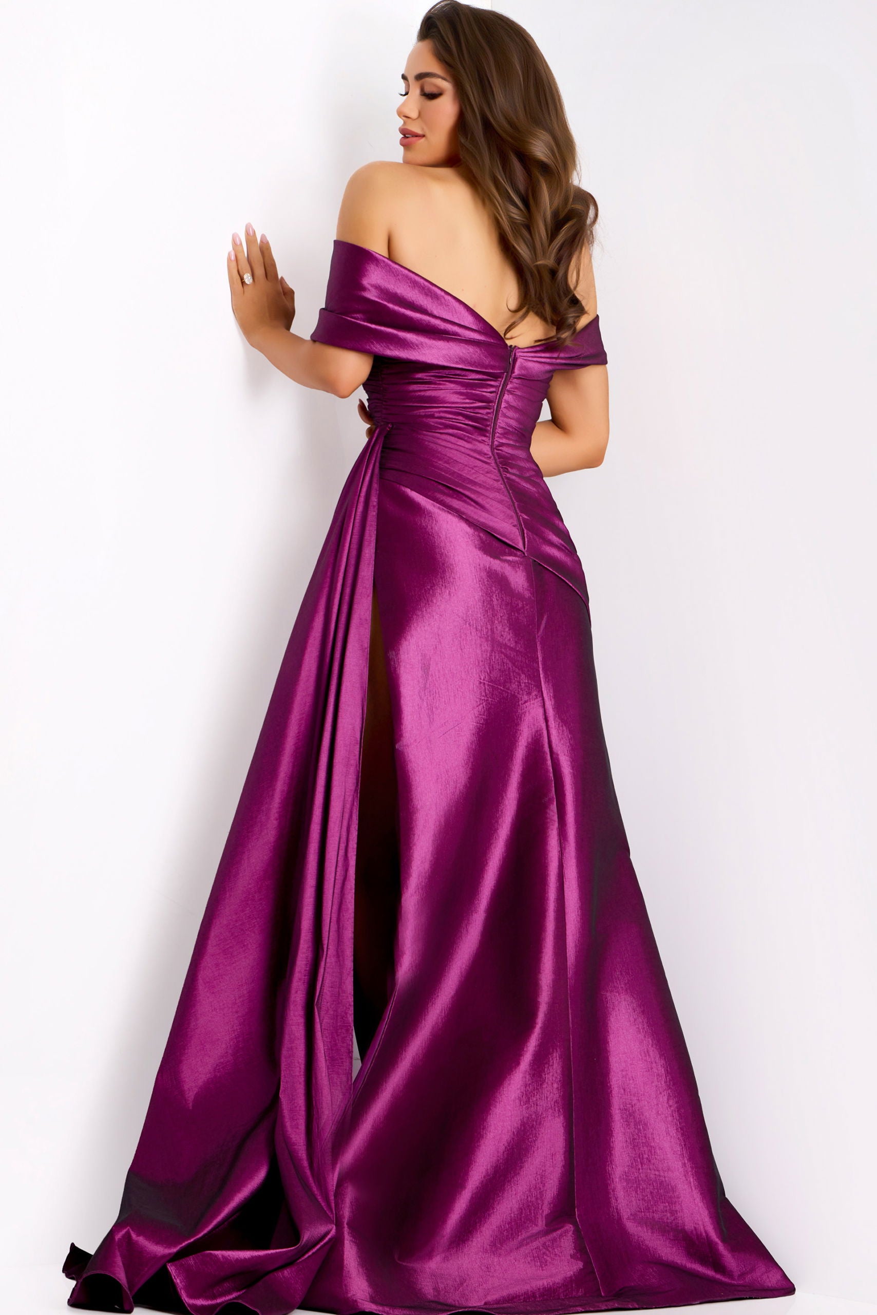 Prom Dresses Long Formal Slit Prom Dress Jovani 44322 Plum