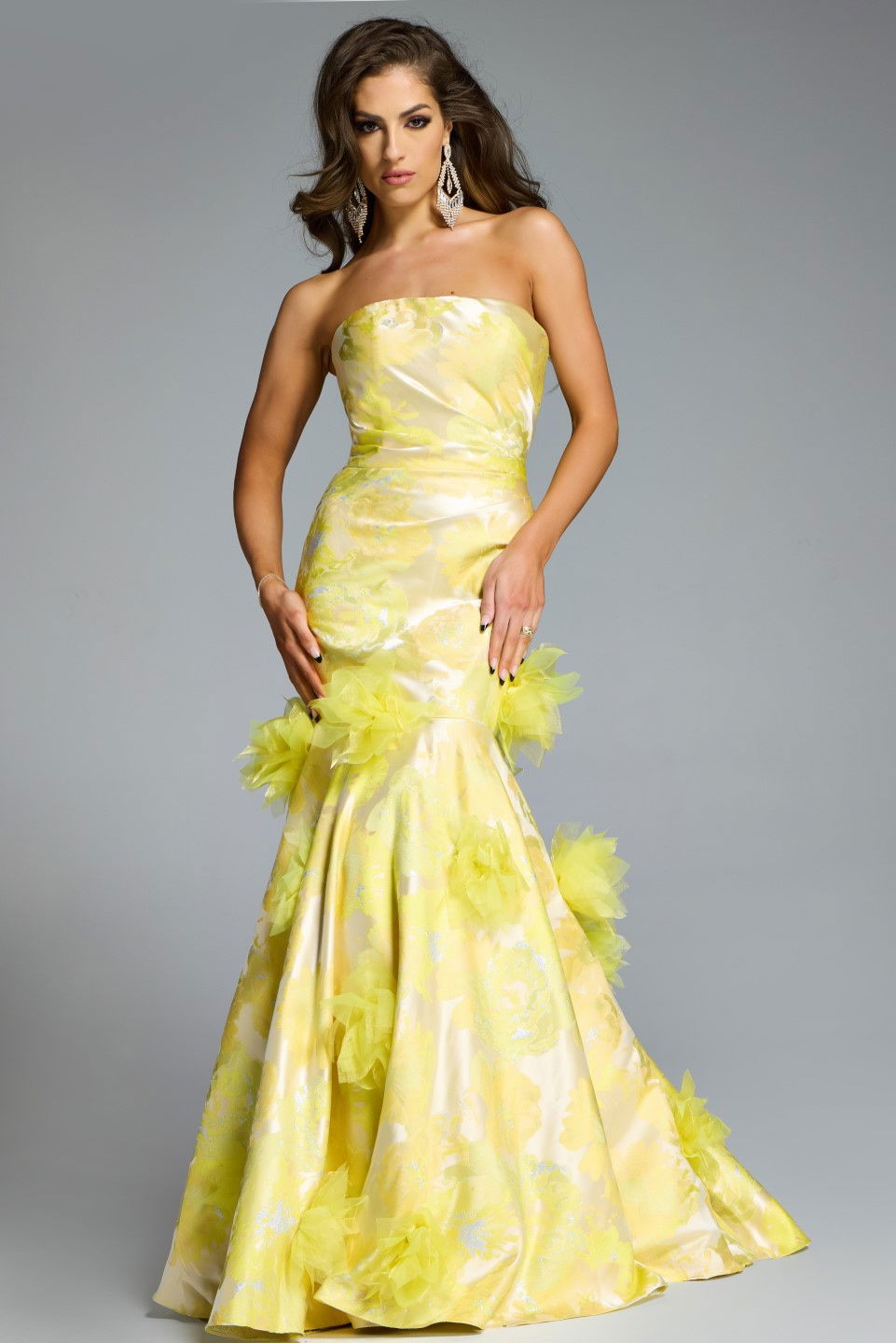 Formal Dresses Long Prom Formal Floral Mermaid Dress Jovani 44351 Yellow/Multi