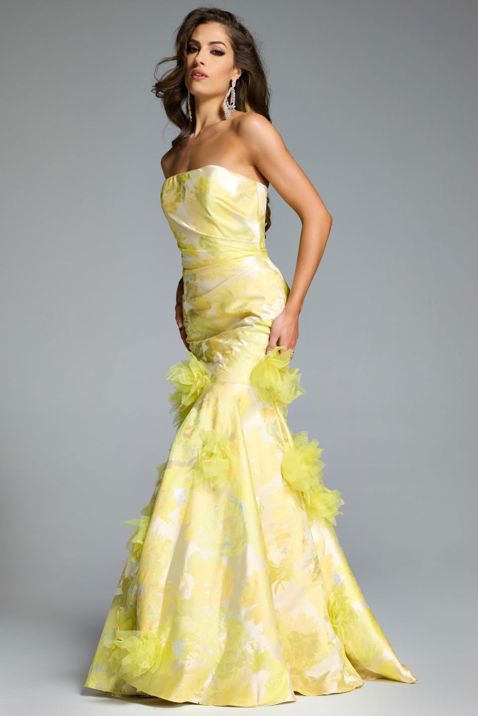 Formal Dresses Long Prom Formal Floral Mermaid Dress Jovani 44351 Yellow/Multi