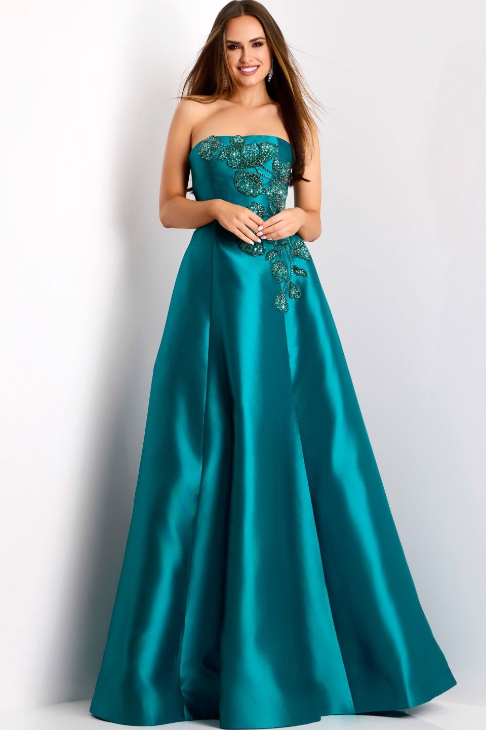 Formal Dresses Long Formal Prom A Line Beaded Dress Jovani 44352 Teal