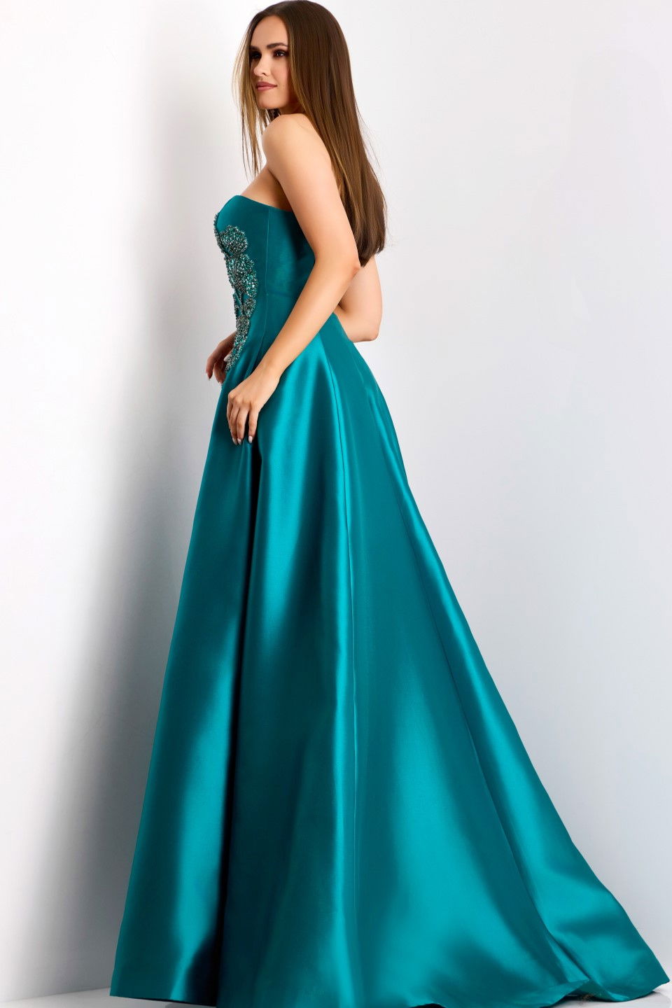 Formal Dresses Long Formal Prom A Line Beaded Dress Jovani 44352 Teal