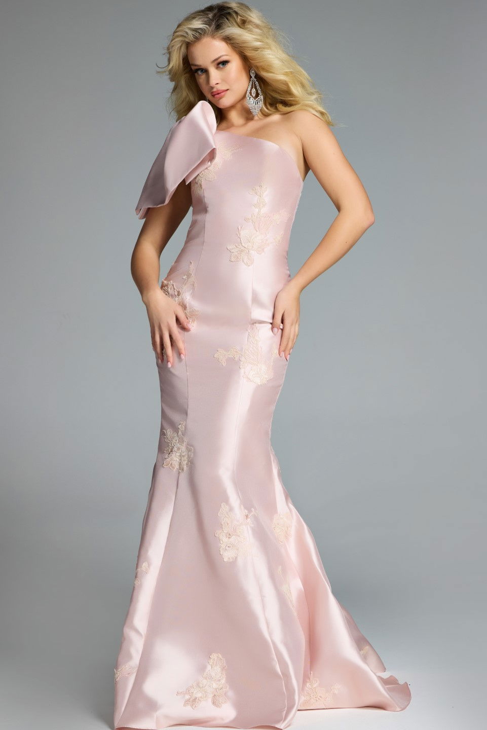 Prom Dresses Long Formal Prom Floral Mermaid Dress Jovani 44354 Blush