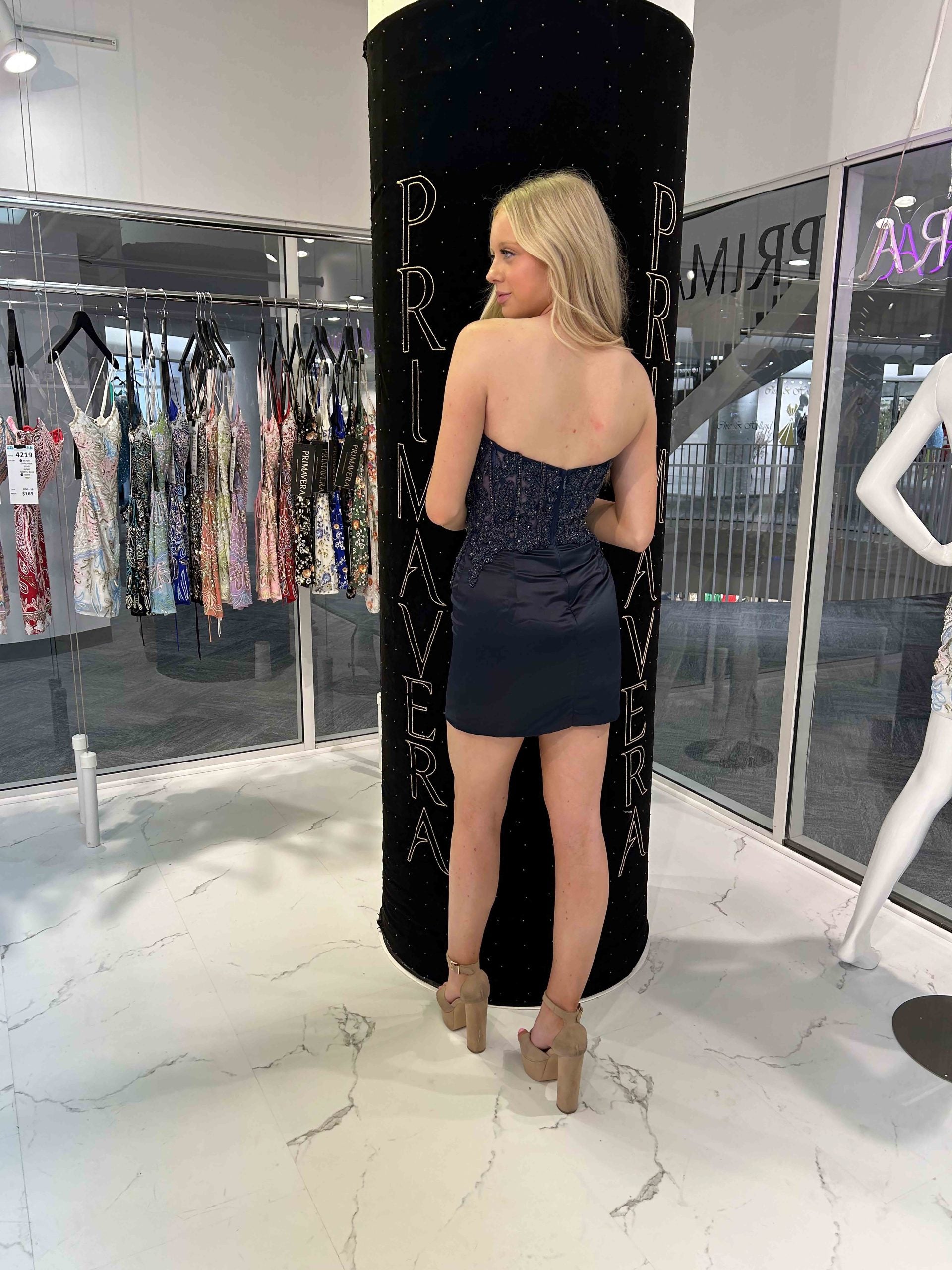 Cocktail Dresses Beaded Short Fitted Mini Cocktail Dress Primavera Couture 4440 Midnight