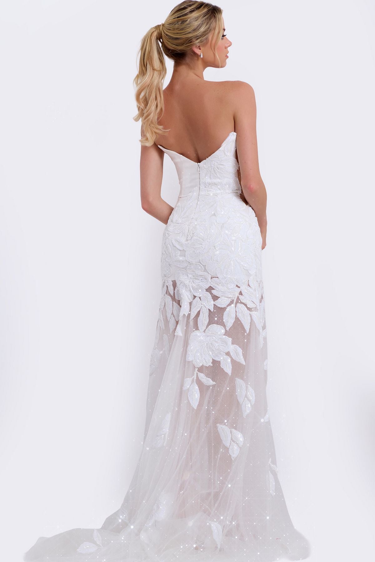Wedding Dresses 3D Floral Long Fitted Bridal Mermaid Prom Dress Off-White