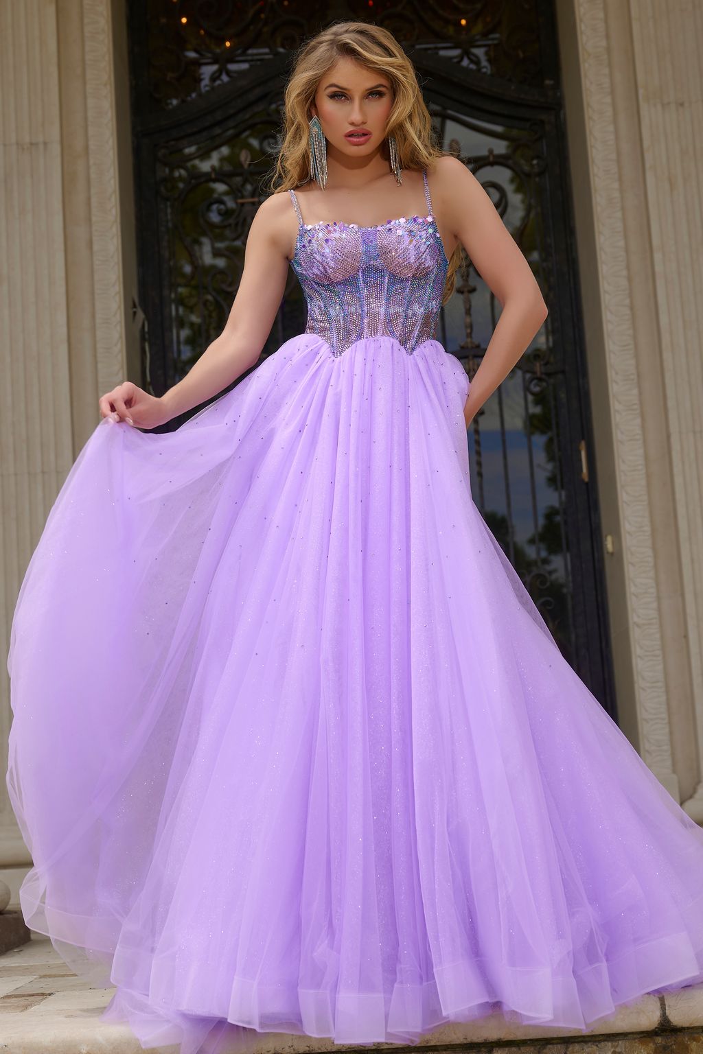 Prom Dresses Long Beaded Ball Gown Formal Prom Dress Lilac