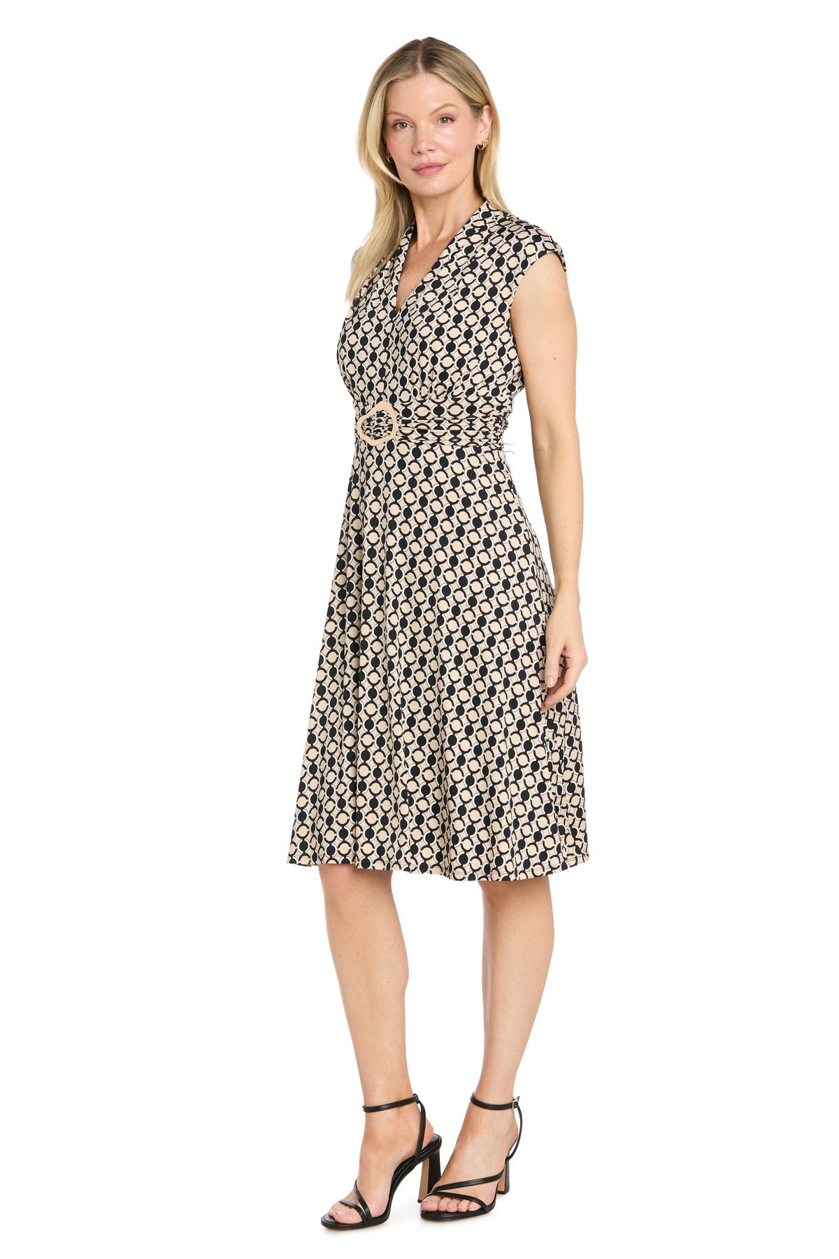 V-Neck Knee-Length Jersey Formal A-Line R&M Richards 4452
