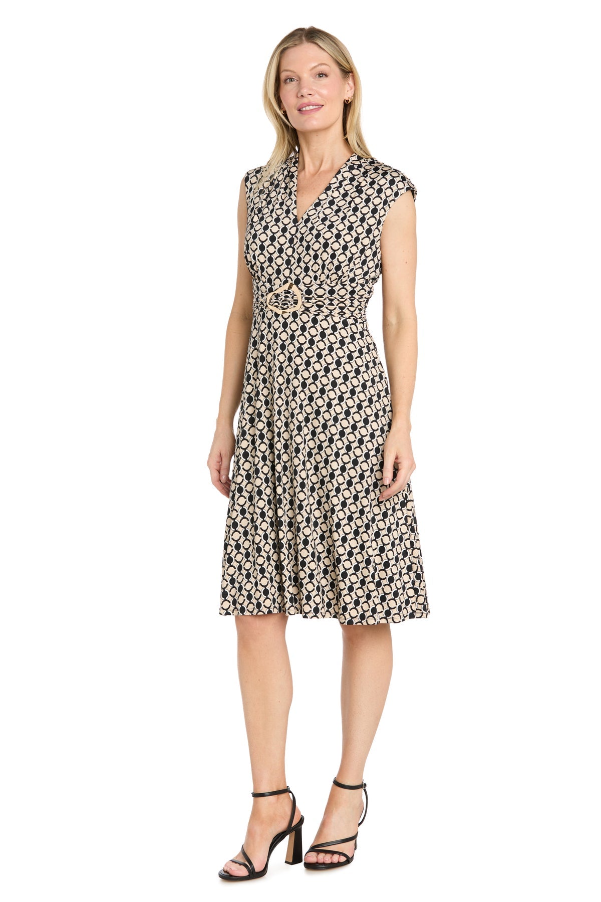 V-Neck Knee-Length Jersey Formal A-Line R&M Richards 4452