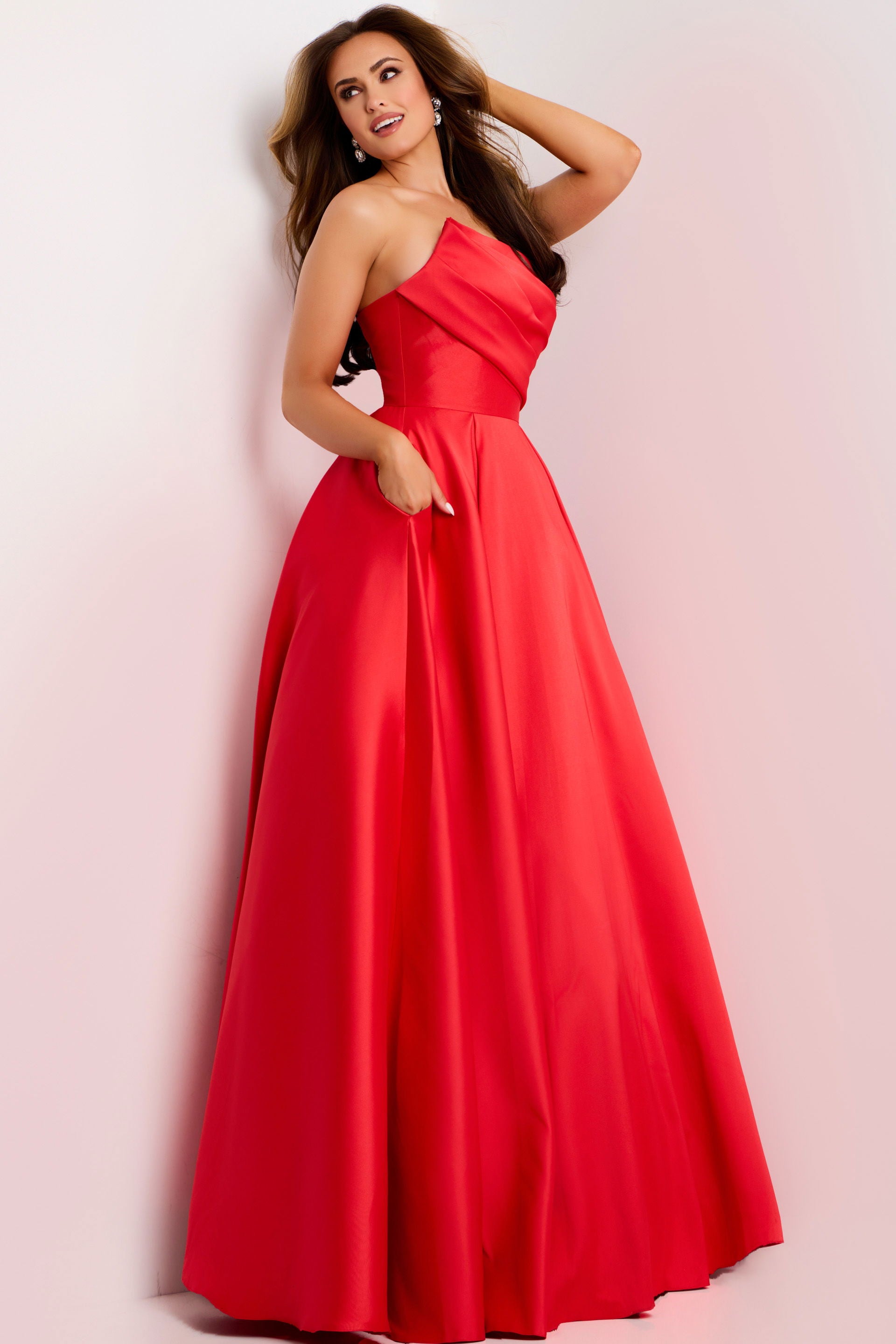 Formal Dresses Long Prom Formal A Line Dress Jovani 44533 Red