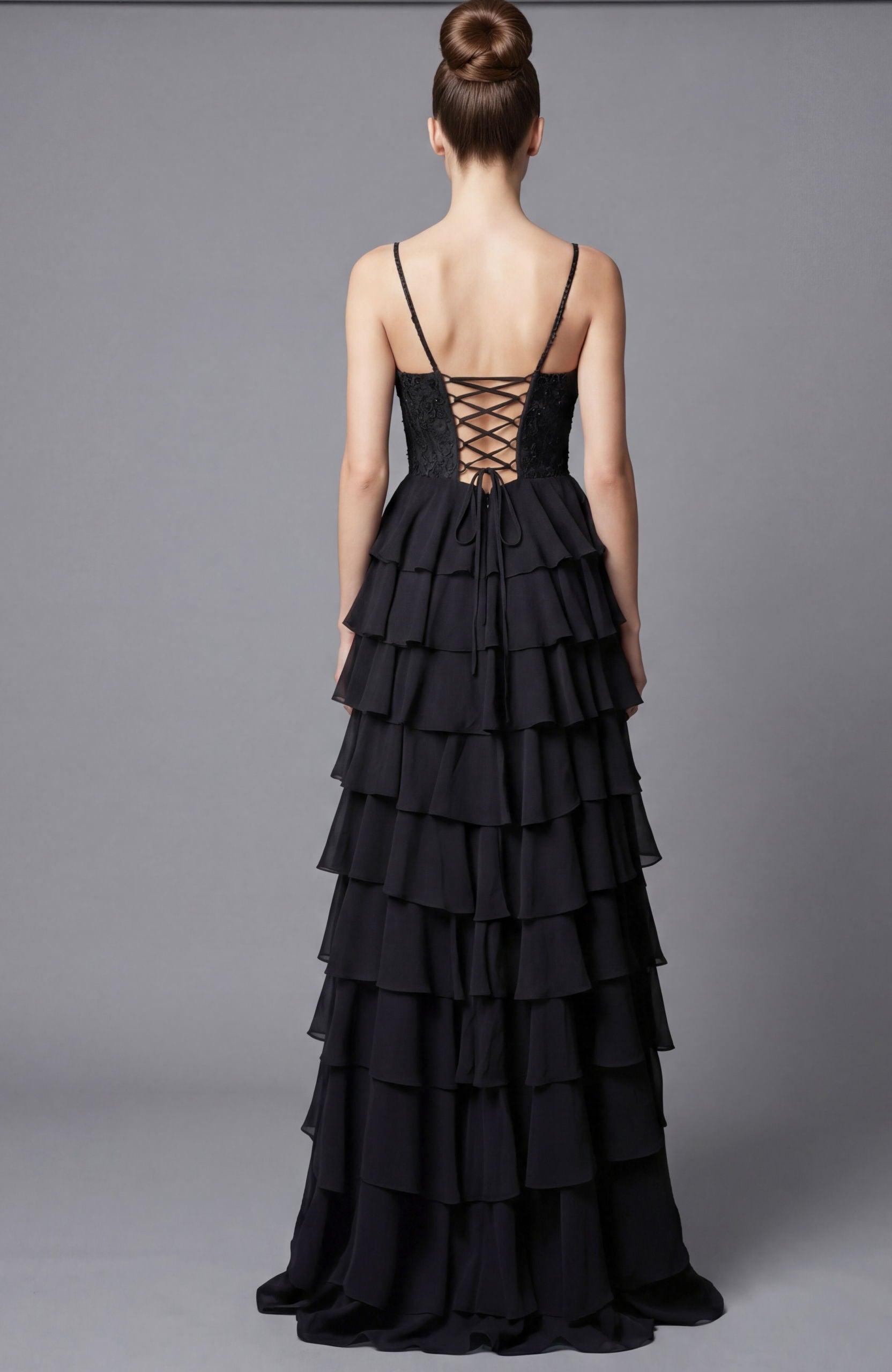 Prom Dresses Formal Long Ruffle Lace Corset Prom Dress Jovani 44543 Black