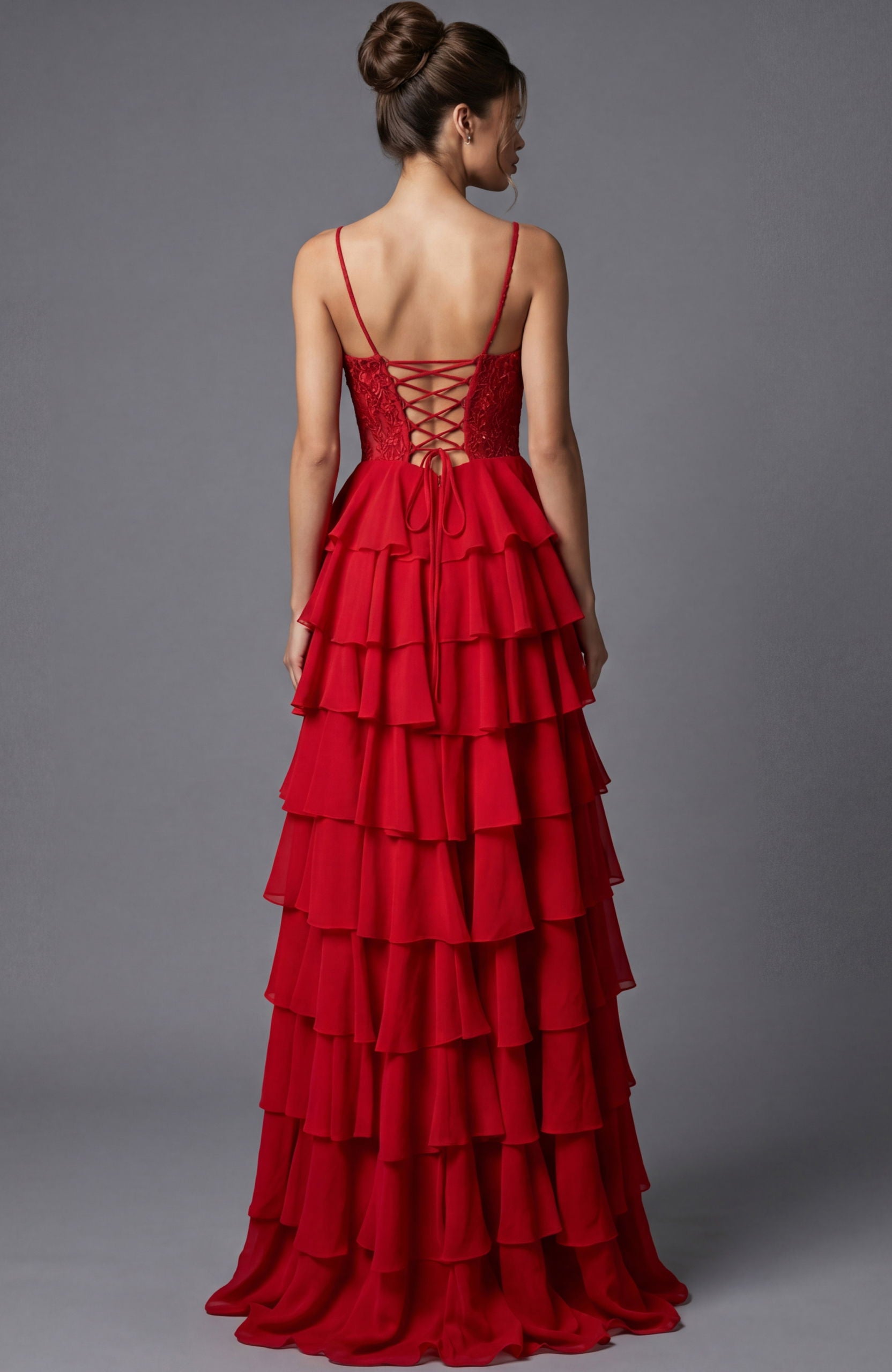 Prom Dresses Formal Long Ruffle Lace Corset Prom Dress Jovani 44543 Red