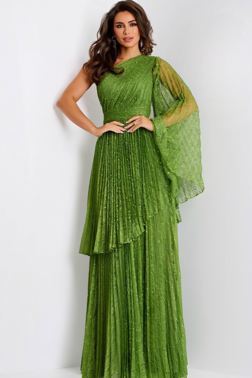 Formal Dresses Long Pleated Prom Formal Evening Dress Jovani 44687 Green