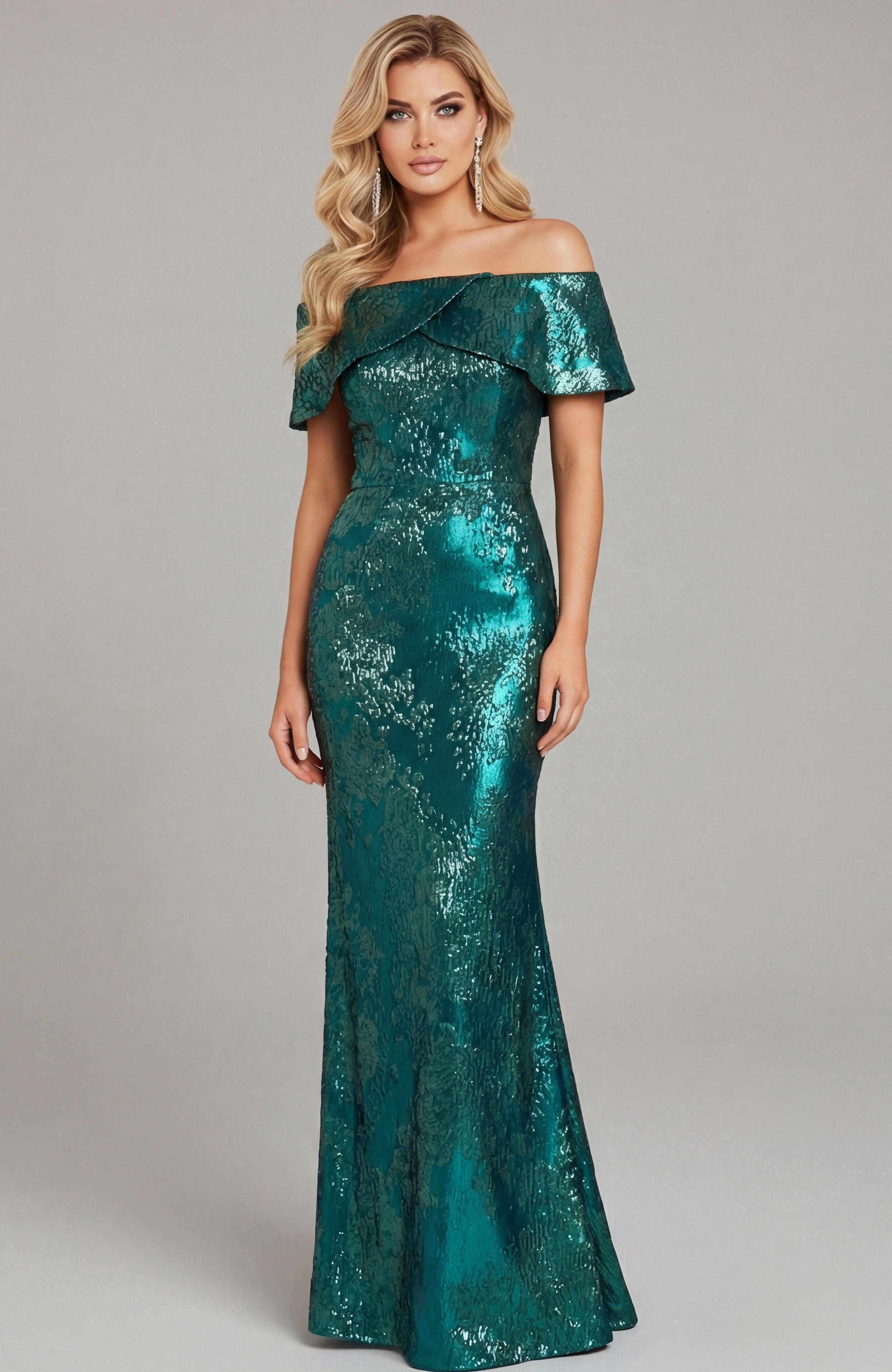 Formal Dresses Metallic Formal Mermaid Long Dress Jovani 44757 Green