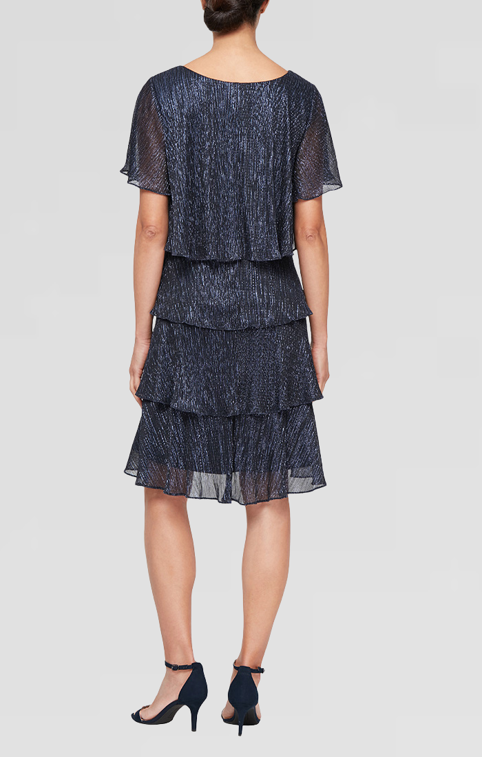 Mother of the Bride Dresses High Low Ruffle Tired Dress Navy