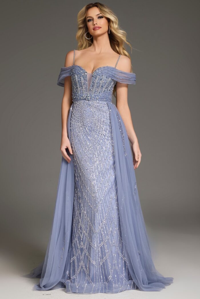 Prom Dresses Long Beaded A Line Formal Prom Evening Dress Periwinkle