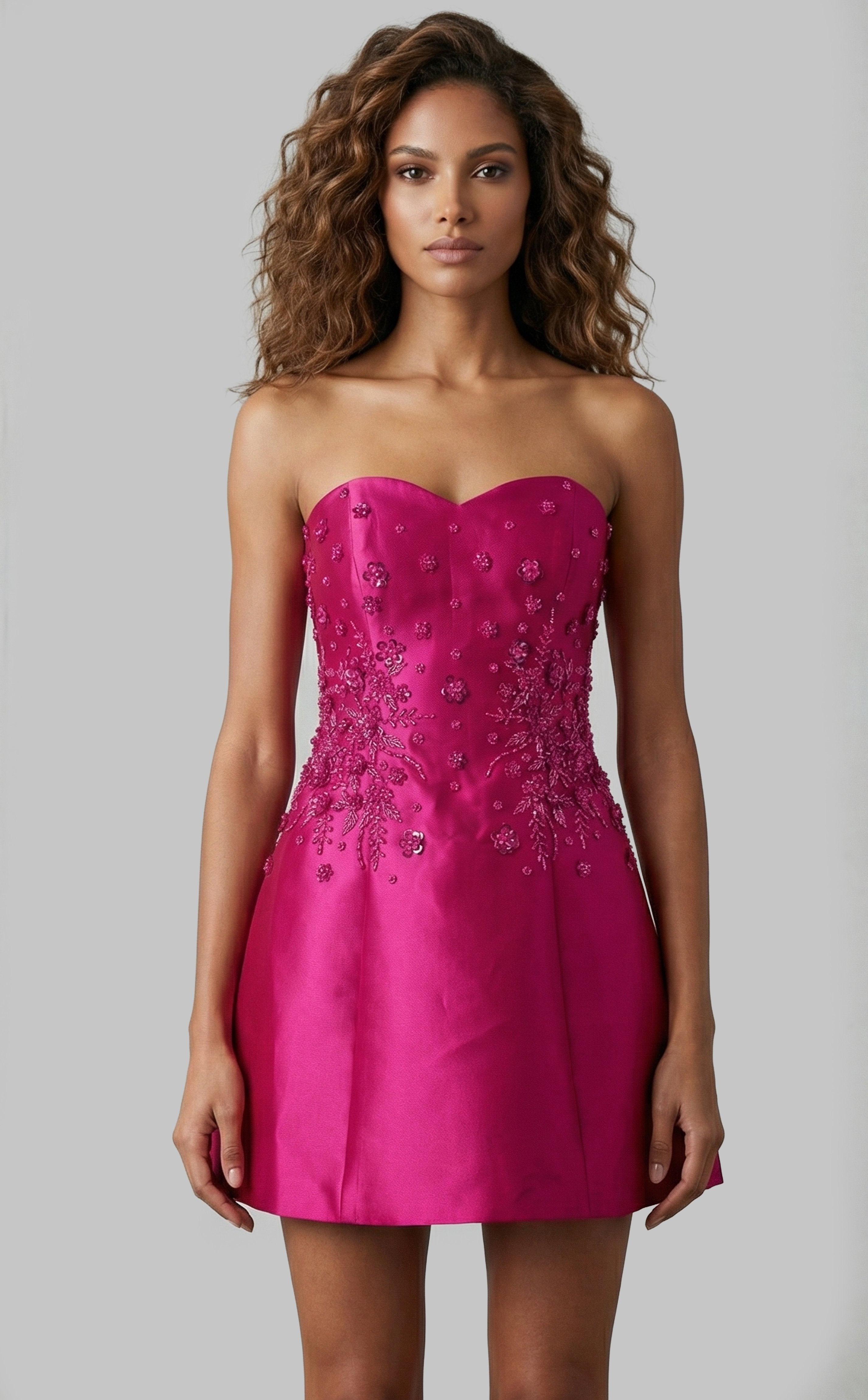 Strapless Mini Crepe Cocktail A-Line Dress Jovani 44855