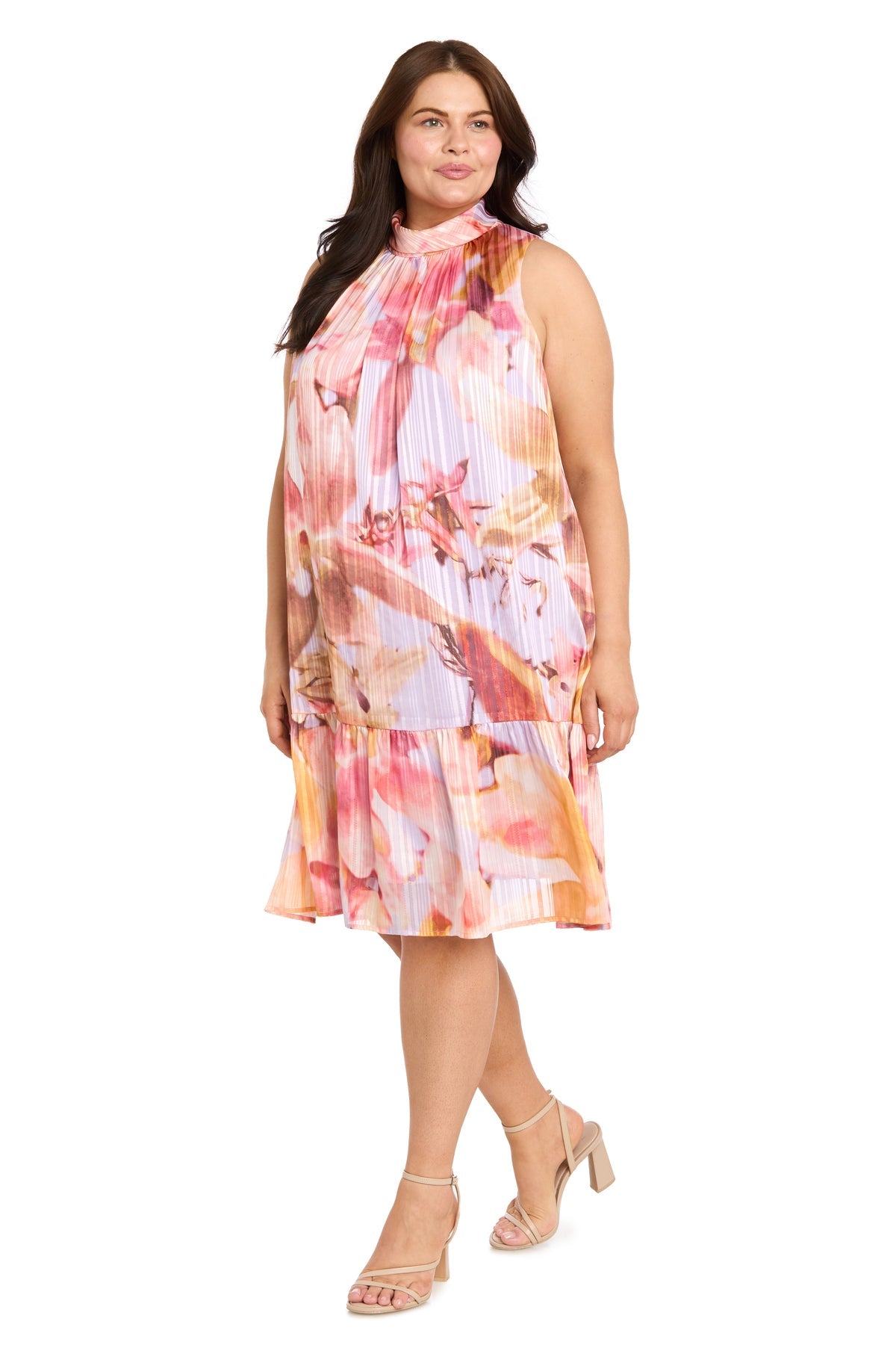 Crew/High-Neck Knee-Length Chiffon Formal A-Line R&M Richards 4487W