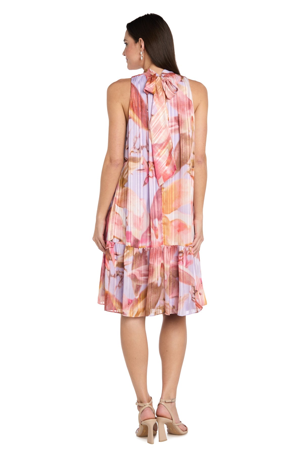 Halter Knee-Length Chiffon Cocktail A-Line Dress R&M Richards 4487P