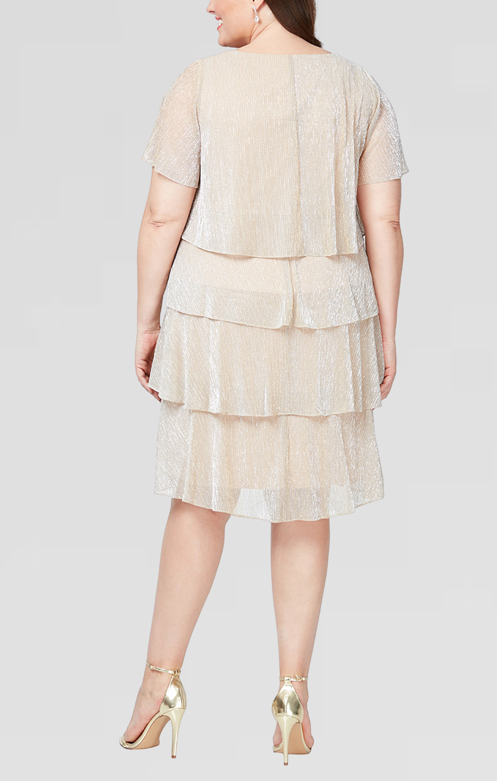 Plus Size Dresses Short Plus Size Tiered Cocktail Dress GOLD