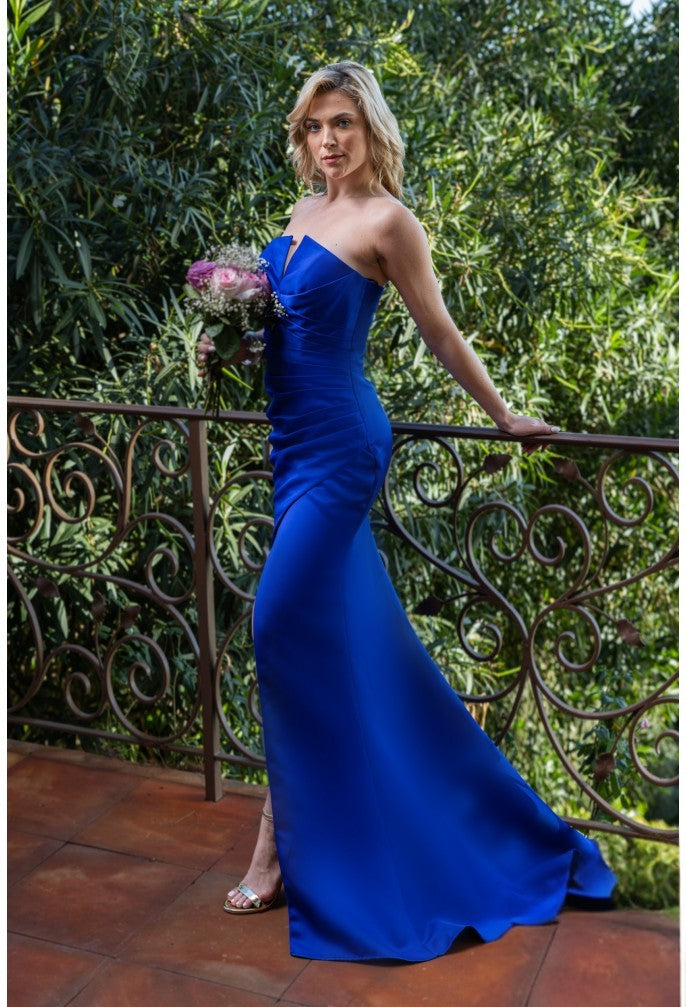 Cobalt Terani Couture 251P4023 Pleated Prom Long Slit Formal Dress