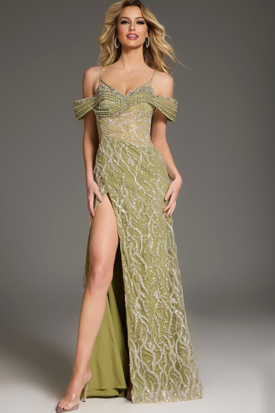 Formal Dresses Long Beaded Prom Formal Evening Dress Jovani 45072 Sage