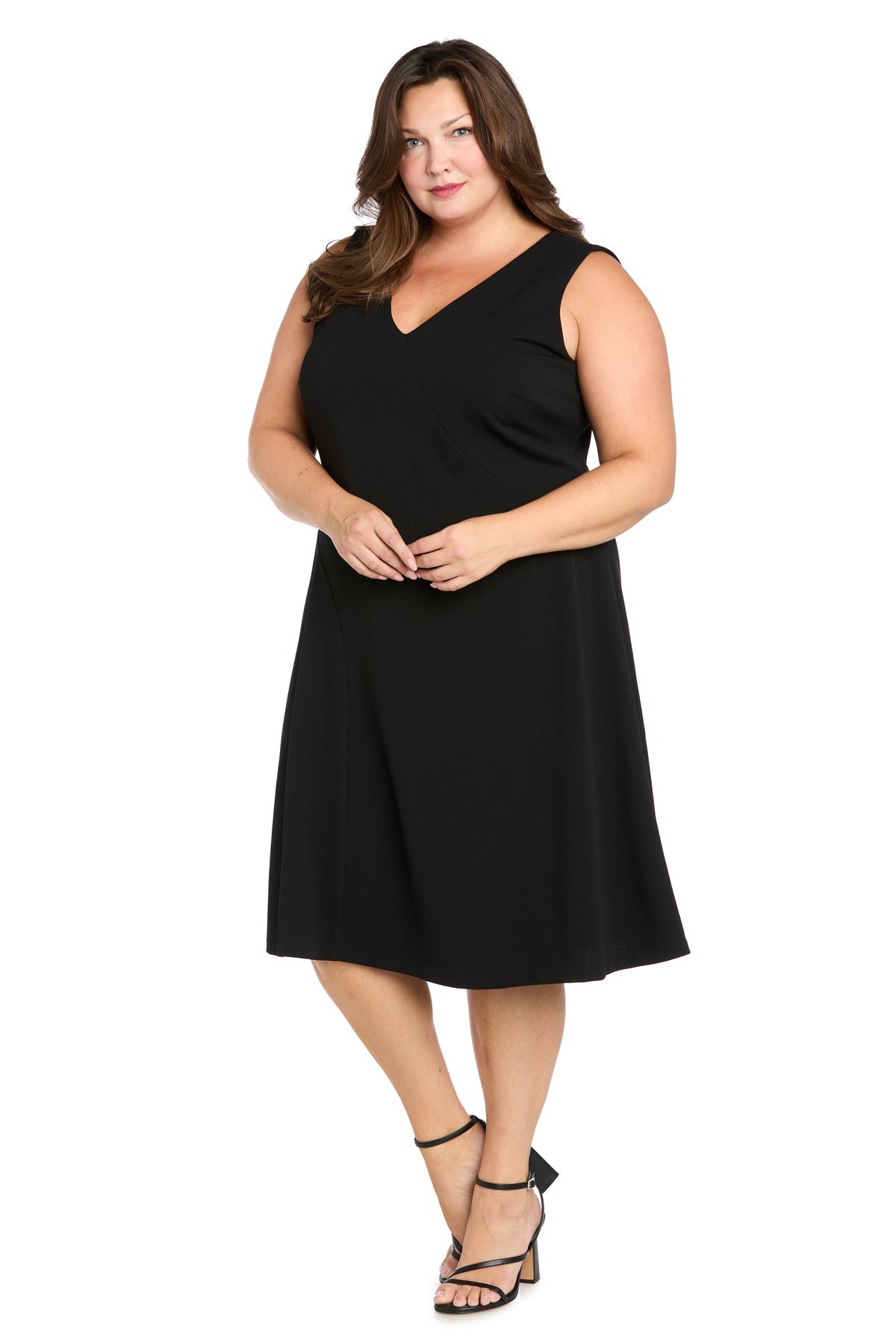 Plus Size Dresses A Line Short Midi Cocktail Plus Size Dress R&M Richards 4512W Black