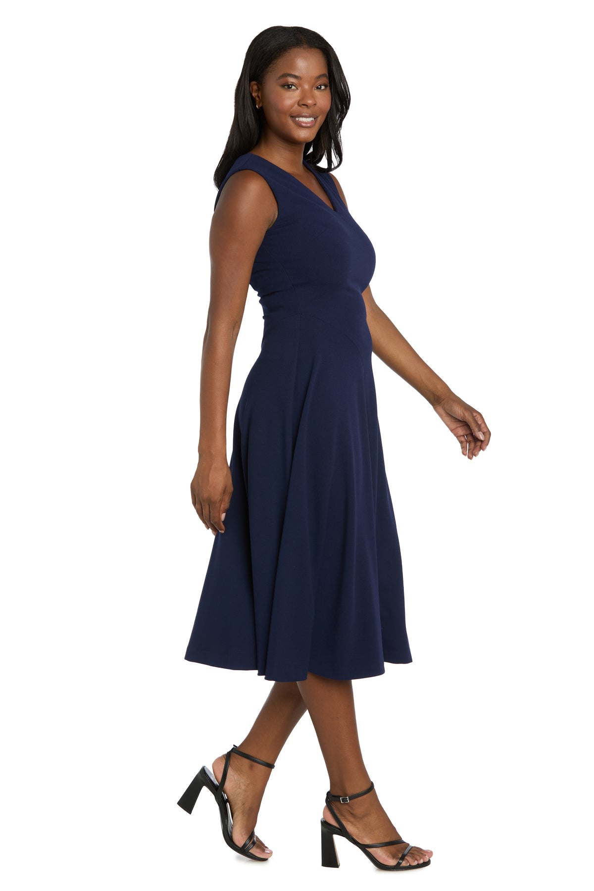 Cocktail Dresses Short A Line Cocktail Midi Dress R&M Richards 4512P Navy