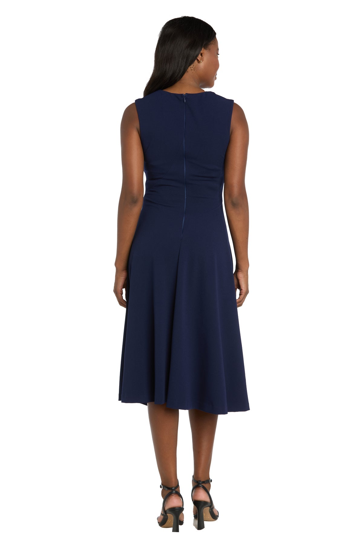 Cocktail Dresses Midi A Line Short Cocktail Dress R&M Richards 4512 Navy