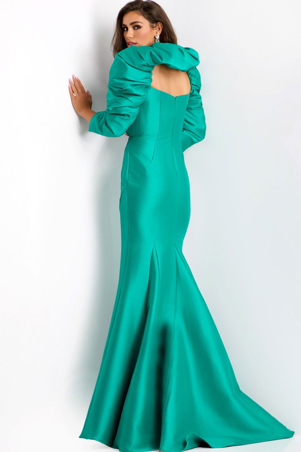 Formal Dresses Long Formal Prom Mermaid Slit Dress Jovani 45214 Emerald